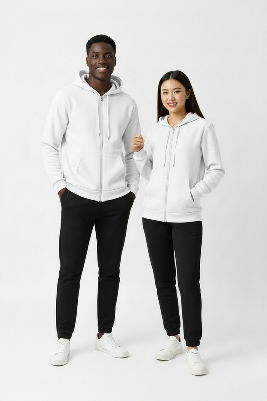 White zip up hoodie