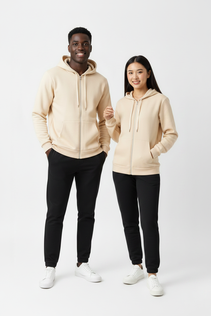 Cream zip up hoodie