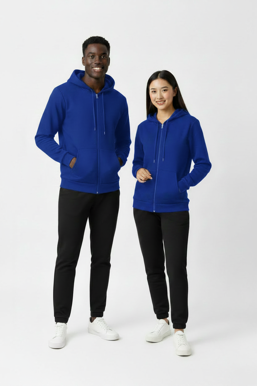 Blue Zip-Up Hoodie on Models