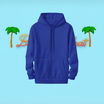 Blue Zip-Up Hoodie with Blue Zip & Strings