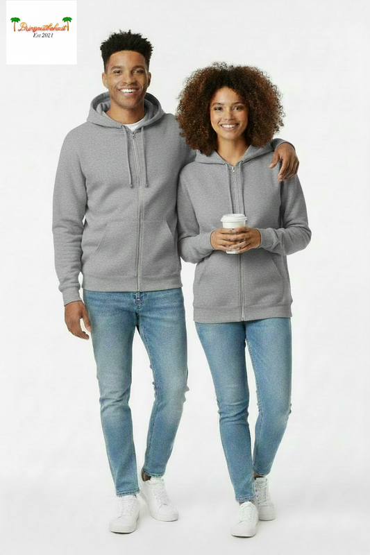 Grey Zip-Up Hoodies with Bringouttheheat Logo