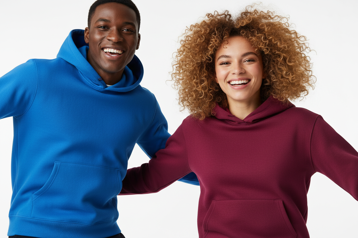 Waist Up White Background Hoodie
