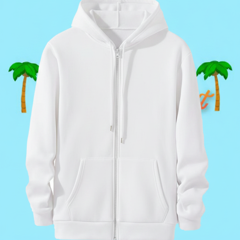 White zip up hoodie